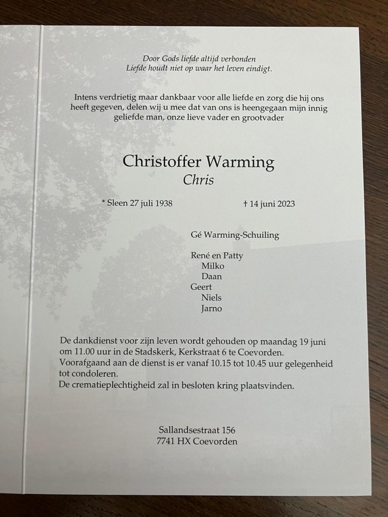 In memoriam: Chris Warming 1