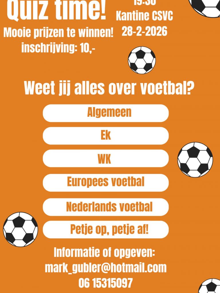 Quiz time! Voetbalquiz op zaterdag 28 februari